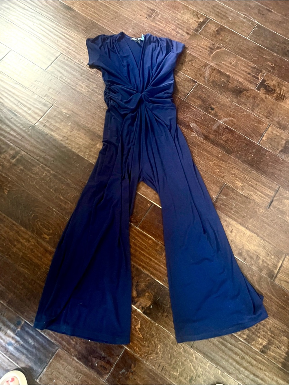 Navy Twist-Front Wide Leg Jumpsuit